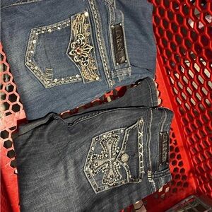 L.A. idol Women's Boot Cut Jeans - Dark and Light Blue